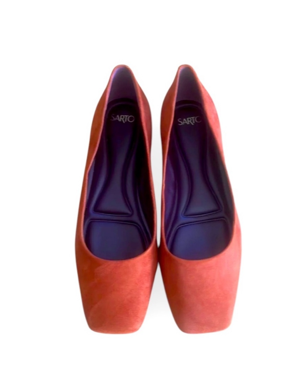 SARTO By Franco Sarto Rust Orange Suede Square-Toe Flats